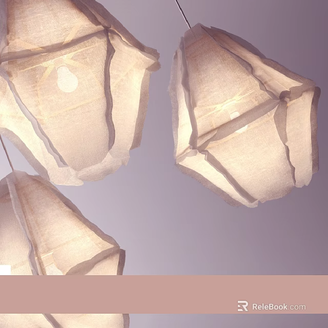 Three Paper Pleated Unique shaped Pendant Lights With Soft Lighting For Interior Decoration 3d model 
