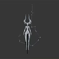 Futuristic Sci Fi Game Cinematic Character With Angular Horns White Purple Armor And Tech Lines 3d model