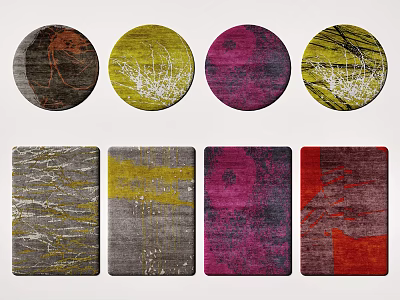 Various Square Rugs With Colorful Abstract Patterns And Modern Stylish Designs 3d model