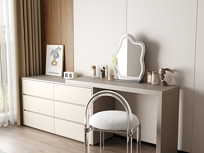 Bucket Dressing Table Cloud Mirror Cosmetic Combination Hanging Painting Ornaments Combination Dressing Chair Crystal Chair Bedroom Double Bed 3d model