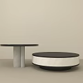 Modern Round Coffee Tables With Marble Top And Sleek Black Base 3d model