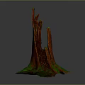 Rustic Wooden Stone Sculpture Featuring Irregular Red Trunk And Green Base
