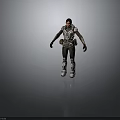 Warrior Character In Detailed Metallic Armor Featuring Shoulder Plates And Leg Guards