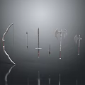 Medieval Historical Weapons Collection Including Bow Arrows Swords Axe And Dagger