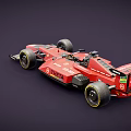 Red Formula Racing Car Model With Aerodynamic Body And Racing Wheels