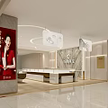 Modern Jewelry Store Interior Design With Display Counters And Marble Backdrop 3d model