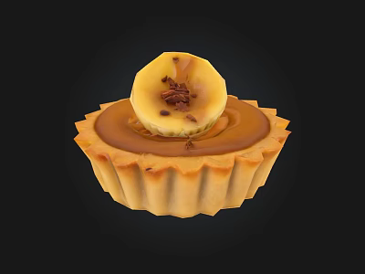 Golden Banana Caramel Tart With Crispy Crust Fresh Banana Slice And Chocolate Shavings 3d model