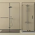 Modern Shower System with Rainfall Head Handheld Sprayer Glass Door and Slippers