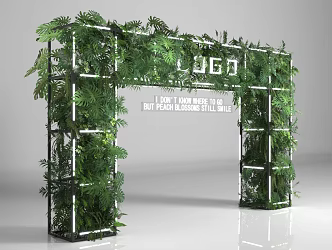 Green Plant Door Head Door Head Net Red Punch dp Point Door Head Design Luminous Characters 3d model