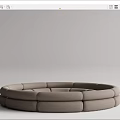 Modern Unique-shaped Sofa With Circular Ring Design And Light Beige Fabric Upholstery 3d model