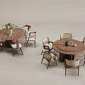 Quiet Wind Round Dining Table and Chair 3d model