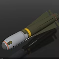 Military Missile with Green Body White Nose Yellow Band and Tail Fins Design