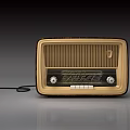 Retro Radio Speaker with Classic Golden Black Design Grille Front and Control Knobs 3d model