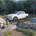Beige Rivian Pickup Truck Modern Sleek Exterior Design With Double Cab And Black Wheels