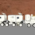 White Martian Exploration Rover With Connected Modules On Red Rocky Surface 3d model