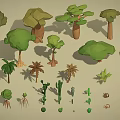 Diverse Plant Collection Featuring Trees Bushes Grasses and Shrubs in Different Environments