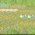 Colorful Outdoor Lights Decorative Flower Shaped On Garden Lawn At Night