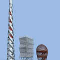 Modern Spiral Tower Design With Glass Structure Metal Frame And Decorative Dome