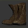 Brown Leather Work Boots With Lace Up Design And Vintage Style