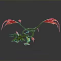 Game Movie Character With Red Wings Twisted Branch Body Blue Sword And Green Base