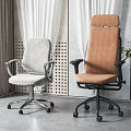 Modern Grey and Brown Office Chairs with Armrests on Wheels in Modern Interior Design