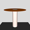 Modern Table Lamp With Orange Circular Base White Cylindrical Illuminated Stand On Dark Table 3d model