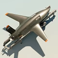Dark Gray FA-18E Fighter Jet With TIGER Marking And Orange Tipped Wings On Trailer