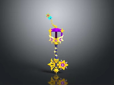 Colorful Decorative Magic Wand With Purple Pink Yellow Stars And Star Top 3d model