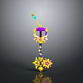 Colorful Decorative Magic Wand With Purple Pink Yellow Stars And Star Top