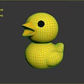 Cute Yellow Rubber Duck Toy with Orange Beak on Dark Reflective Surface
