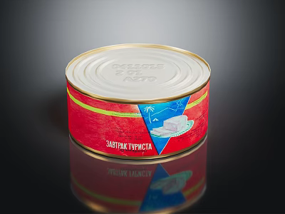 Canned Coconut Food Product With Red Label And White Contents Packaging 3d model