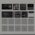 Modern Gray Switch Panels Featuring Smart Display Screens Time Temperature and Sockets