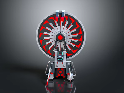 Modern Water Vehicle With Large Red And Black Propulsion Wheel And Futuristic Design 3d model