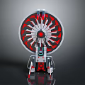 Modern Water Vehicle With Large Red And Black Propulsion Wheel And Futuristic Design