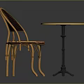 Wicker Back Leisure Chair with Fabric Cushion and Round Marble Top Table
