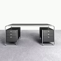 Modern Office Desks With Black Top Metal Frame And Drawer Storage