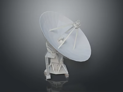 White Satellite Dish With Metallic Support Structure And Reflective Surface Design 3d model
