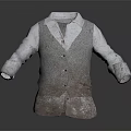 Vintage Worn Layered Shirt And Vest In Classic Workwear Design Style