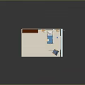 Cartoon Hospital Room Scene With Brown Wardrobe Bed Blue Chair Window And Clock