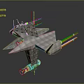 Futuristic Sci Fi Aircraft 3D Model With Metallic Structure And Glowing Green Elements 3d model