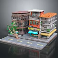 Multi Story Residential Buildings With Colorful Roofs Balconies Storefronts And Street Tree