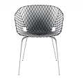 Modern White Chair With Diamond Textured Backrest And Sleek Metal Legs Design