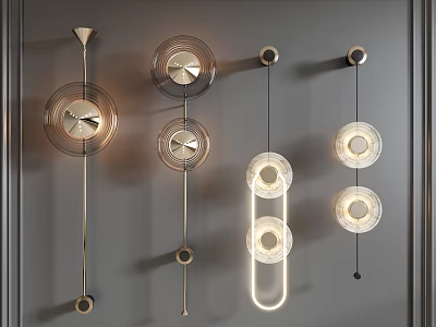 Modern Stylish Wall Lamps With Circular Illuminated Rings And Glass Shades For Interior Decoration 3d model