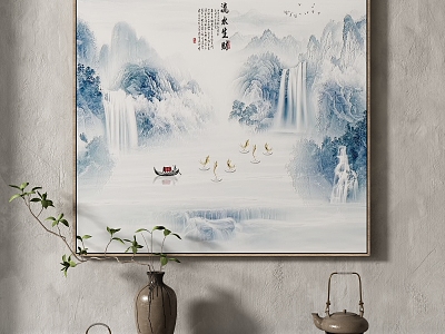 New Chinese Landscape Painting Texture Decorative Painting 3d model