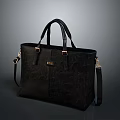Black Crocodile Pattern Handbag With Top Handle And Shoulder Strap Metal Hardware 3d model