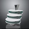 Modern Layered Architecture Design With Green Glass Curtain Walls And White Frames