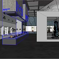 Modern Cultural Center Exhibition Space With Display Stands And Wall Decorative Patterns