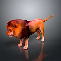 Realistic 3D Rendered Lion With Reddish Brown Mane Standing On Shiny Black Background
