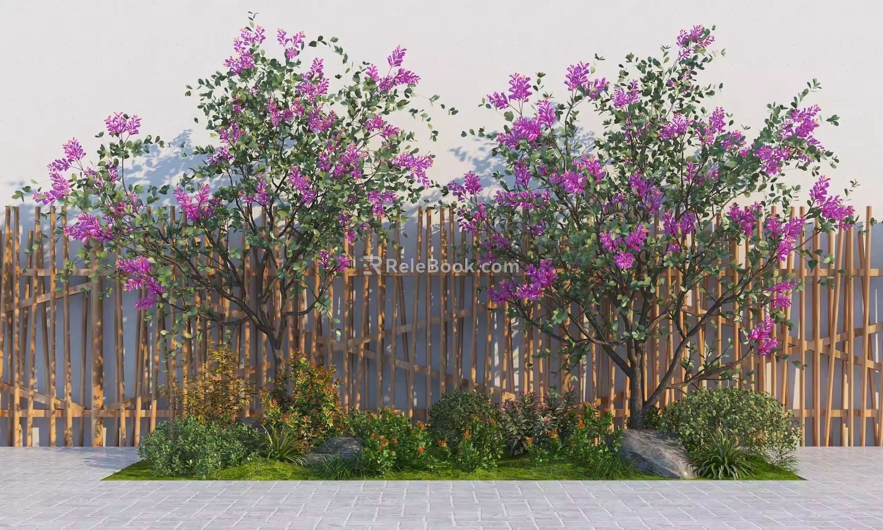 Modern crape myrtle tree begonia landscape tree 3d model