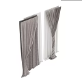 Elegant Gray Velvet Curtains For Modern Window With White Panels 3d model